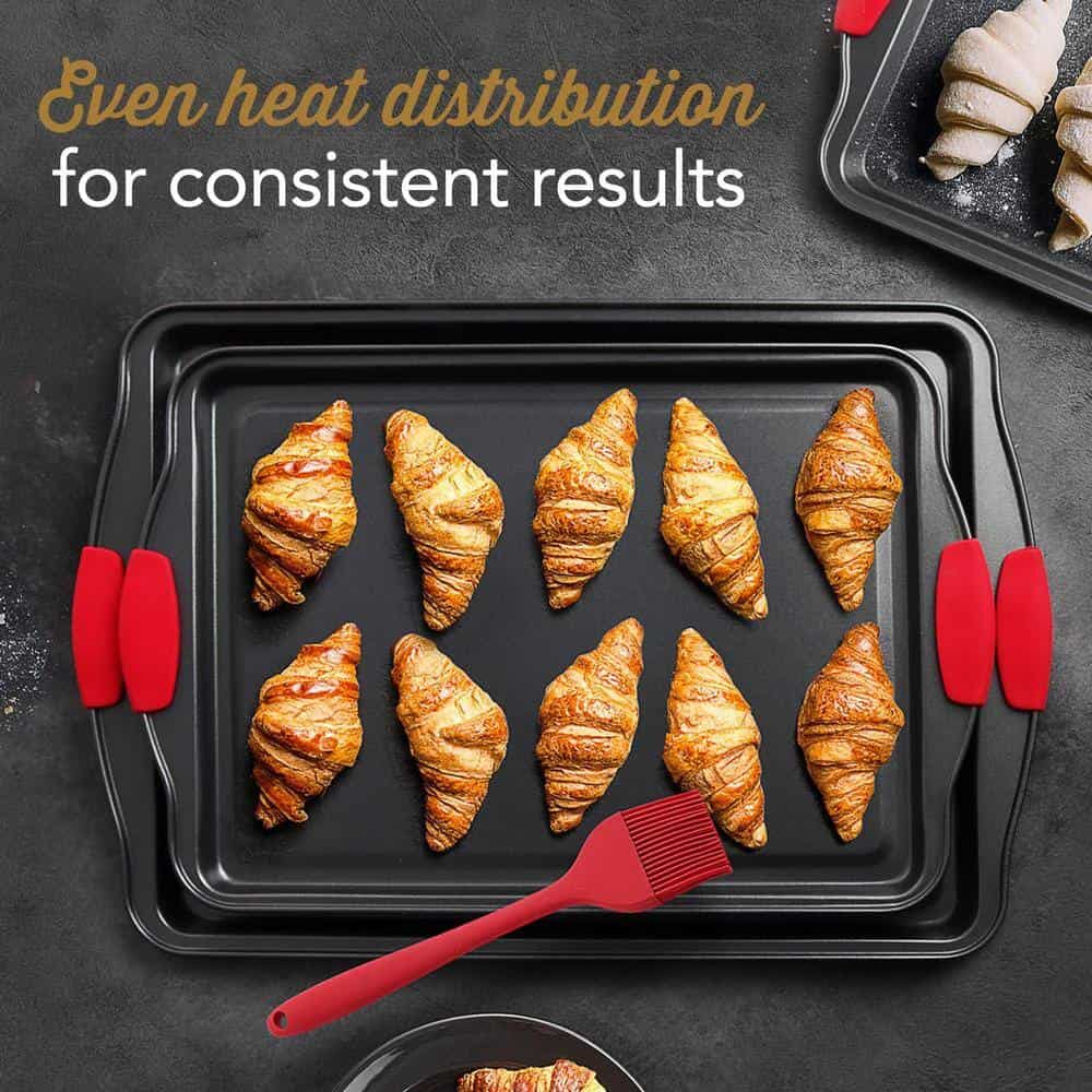 EATEX JT-BKS-10 15-Piece Nonstick Black Steel Bakeware Set with Silicone Handles