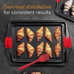 EATEX JT-BKS-10 15-Piece Nonstick Black Steel Bakeware Set with Silicone Handles