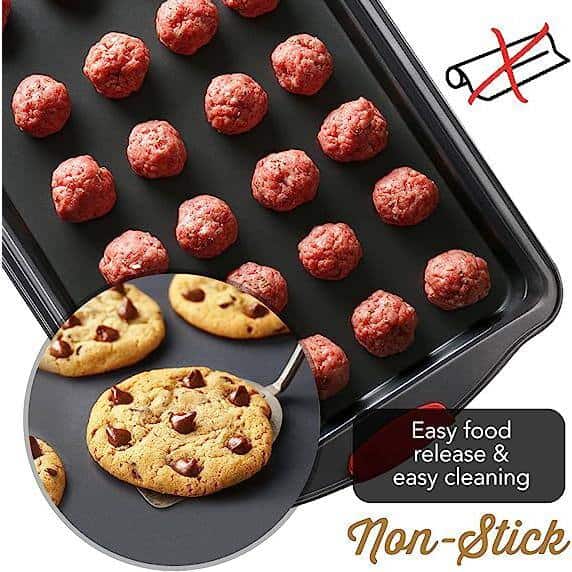 EATEX JT-BKS-10 15-Piece Nonstick Black Steel Bakeware Set with Silicone Handles