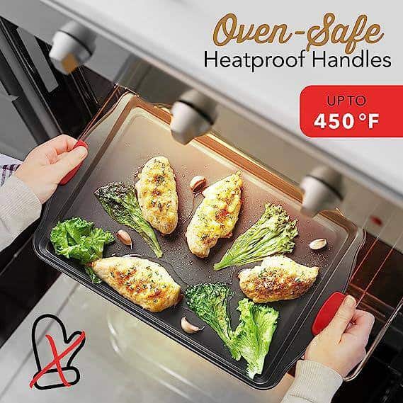 EATEX JT-BKS-10 15-Piece Nonstick Black Steel Bakeware Set with Silicone Handles