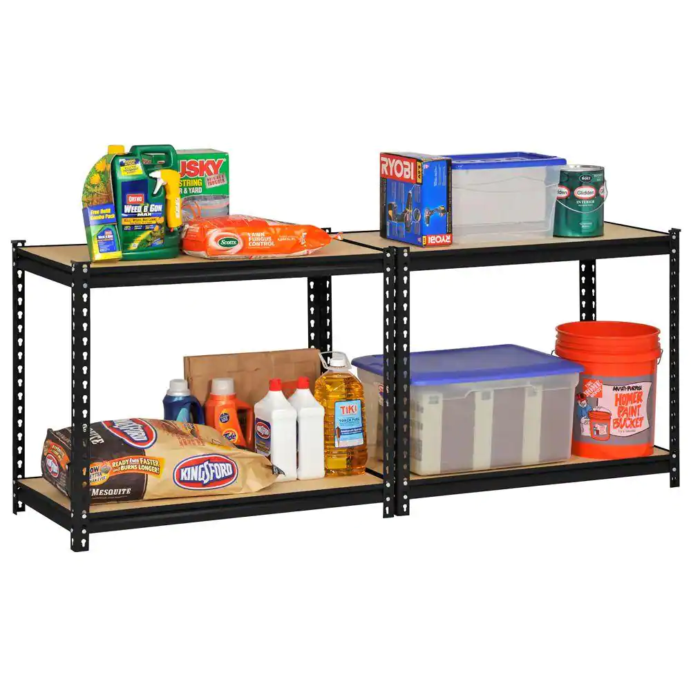Edsal UR-364BLK 4-Tier Heavy Duty Steel Garage Storage Shelving Unit in Black (36 in. W x 60 in. H x 18 in. D)