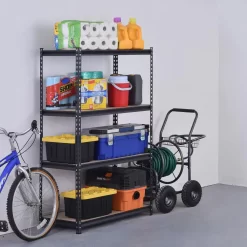Edsal UR-364BLK 4-Tier Heavy Duty Steel Garage Storage Shelving Unit in Black (36 in. W x 60 in. H x 18 in. D)