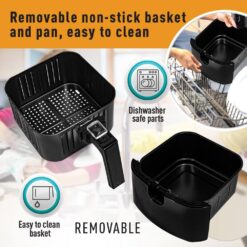 Emerald SM-AIR-1804-5.0 5.5 qt. Black Digital Air Fryer with Slide Out Pan/Detachable Basket