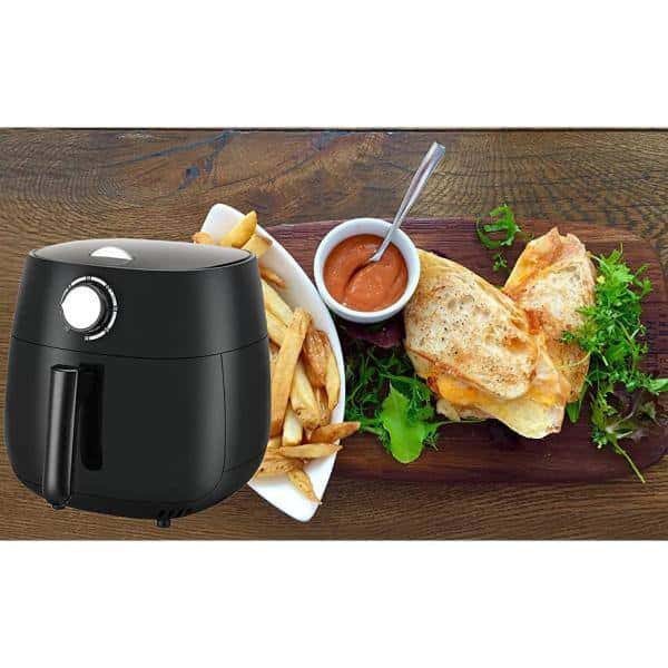 Emerald SM-AIR-1818 4.2 Qt. 1800-Watt Black Air Fryer with Double Ceramic Basket and Pan Set and Rapid Air Technology