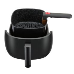 Emerald SM-AIR-1818 4.2 Qt. 1800-Watt Black Air Fryer with Double Ceramic Basket and Pan Set and Rapid Air Technology