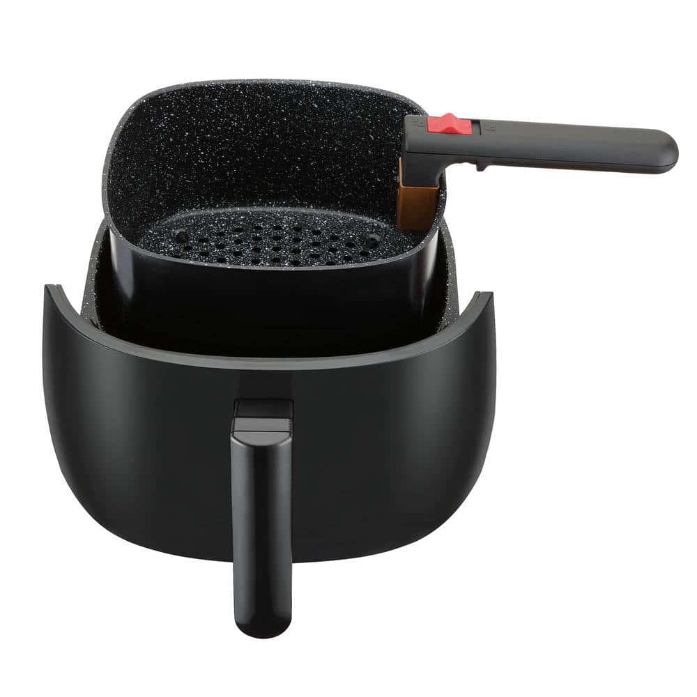 Emerald SM-AIR-1818 4.2 Qt. 1800-Watt Black Air Fryer with Double Ceramic Basket and Pan Set and Rapid Air Technology