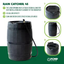 FCMP Outdoor RC45-BLK 45 Gal. RC45 Rain Barrel, Black