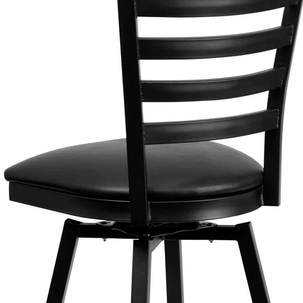 Flash Furniture Black Hercules Series Ladder Back Swivel Barstool, Black