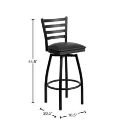 Flash Furniture Black Hercules Series Ladder Back Swivel Barstool, Black