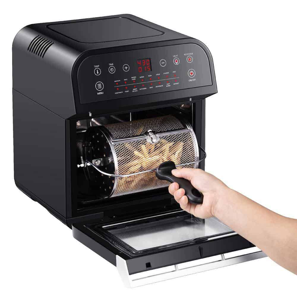 GoWISE USA 12.7 Qt. Black Rotisserie Oven and Air Fryer with Recipe Book