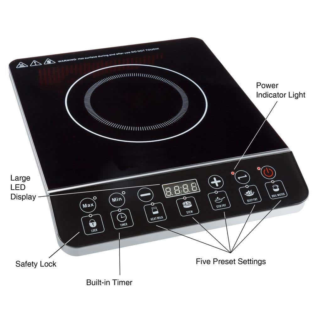Classic Cuisine Portable Induction Cooktop 1800-Watt Single Burner Electric Hot Plate