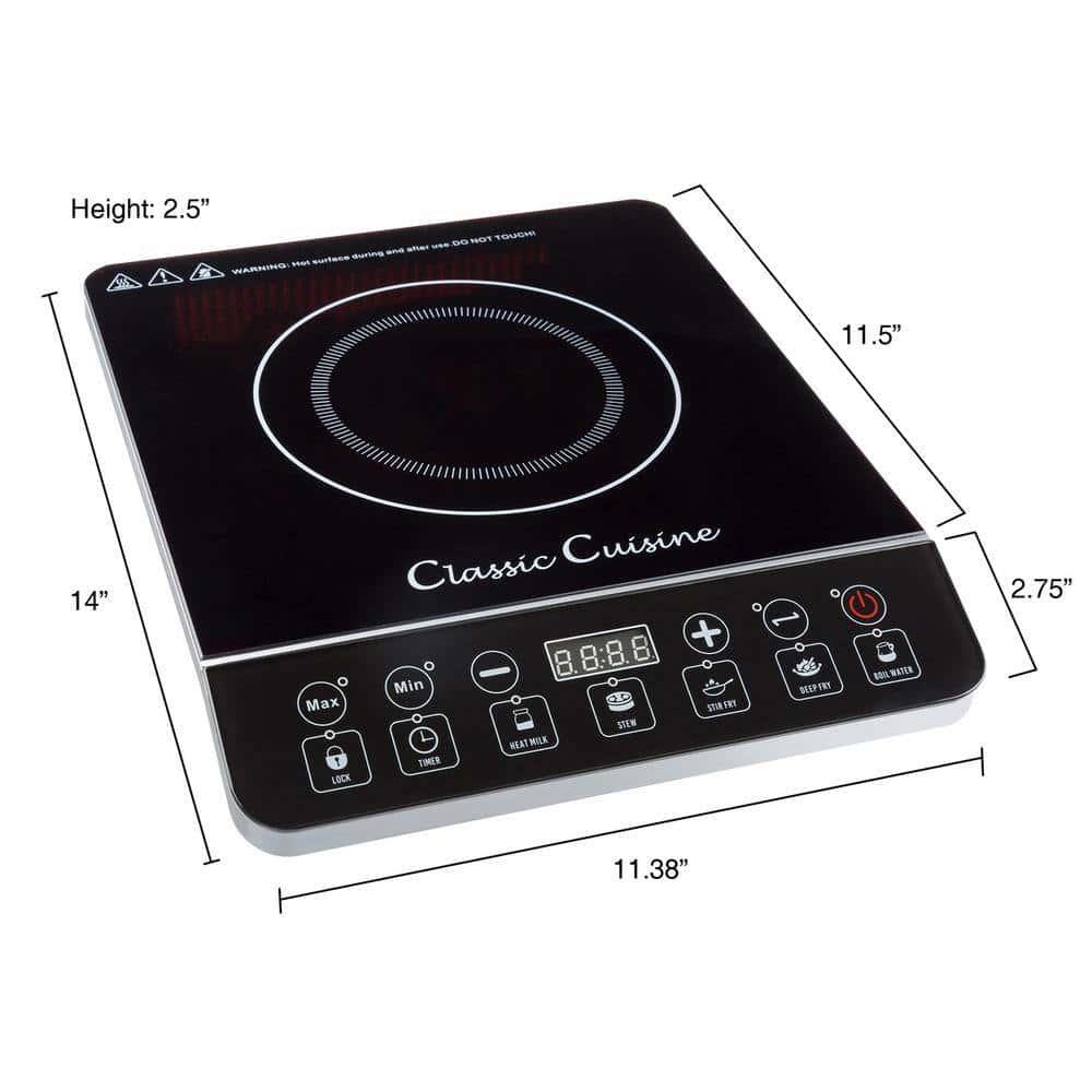 Classic Cuisine Portable Induction Cooktop 1800-Watt Single Burner Electric Hot Plate