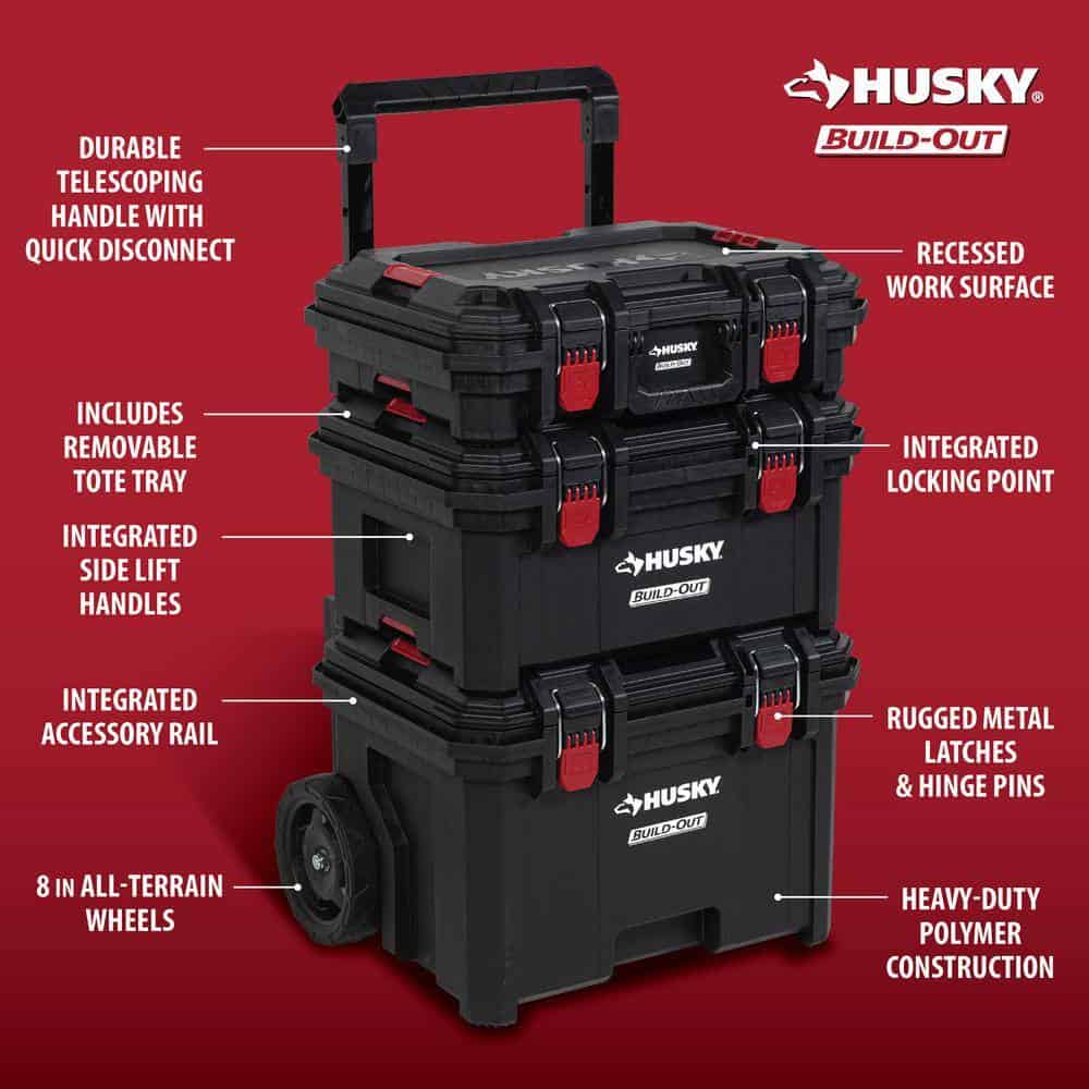 Husky 22844 Build-Out 22 in. Modular Tool Storage Rolling Tool Box