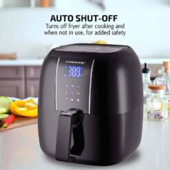 OVENTE FAD61302B 3.2 Qt. Black Air Fryer Grill Pan and Non-Stick Frying Basket Auto Shut-Off 6 Cooking Presets Touch Sensor