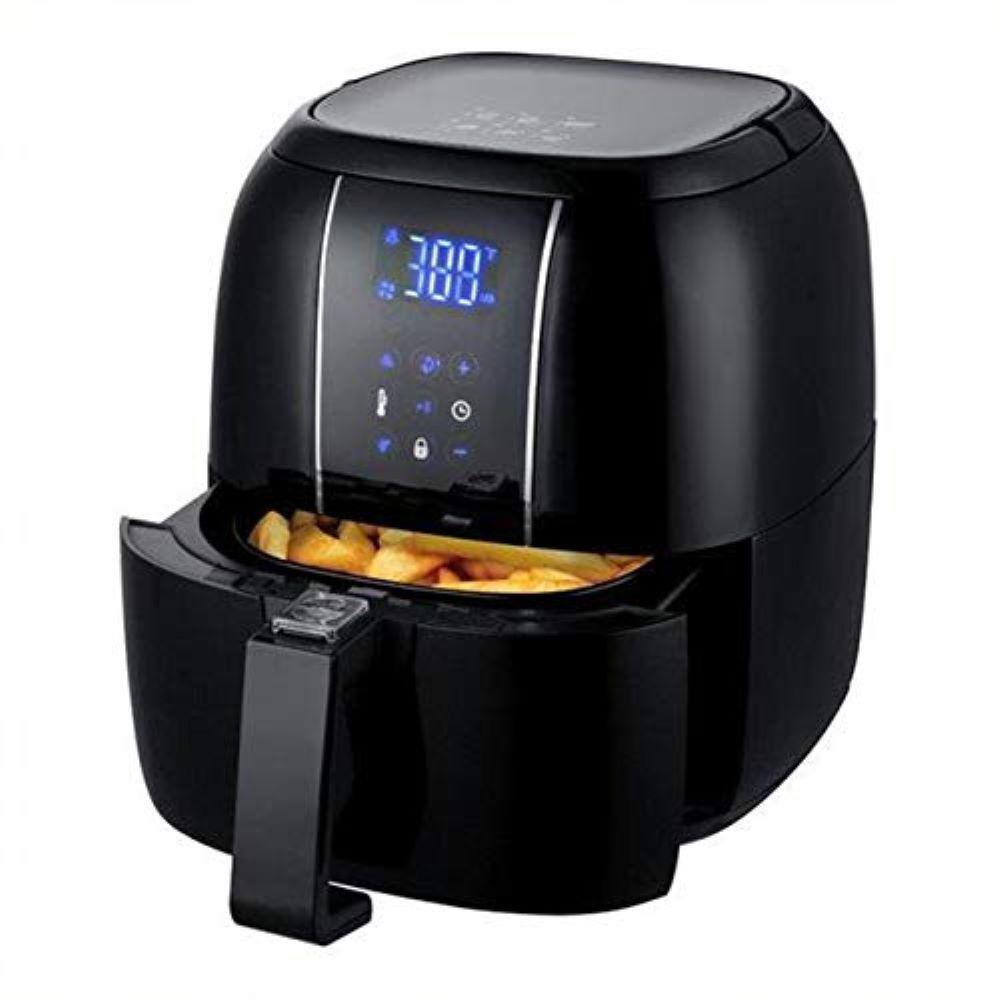 OVENTE FAD61302B 3.2 Qt. Black Air Fryer Grill Pan and Non-Stick Frying Basket Auto Shut-Off 6 Cooking Presets Touch Sensor