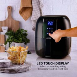 OVENTE FAD61302B 3.2 Qt. Black Air Fryer Grill Pan and Non-Stick Frying Basket Auto Shut-Off 6 Cooking Presets Touch Sensor