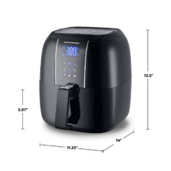 OVENTE FAD61302B 3.2 Qt. Black Air Fryer Grill Pan and Non-Stick Frying Basket Auto Shut-Off 6 Cooking Presets Touch Sensor