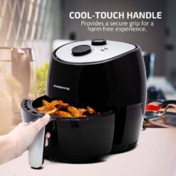 OVENTE FAM11320B 3.2 Quart Black Compact Electric Air Fryer with Non-Stick Removable Basket