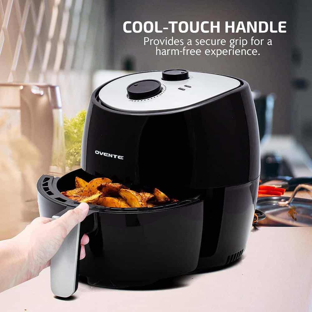 OVENTE FAM11320B 3.2 Quart Black Compact Electric Air Fryer with Non-Stick Removable Basket