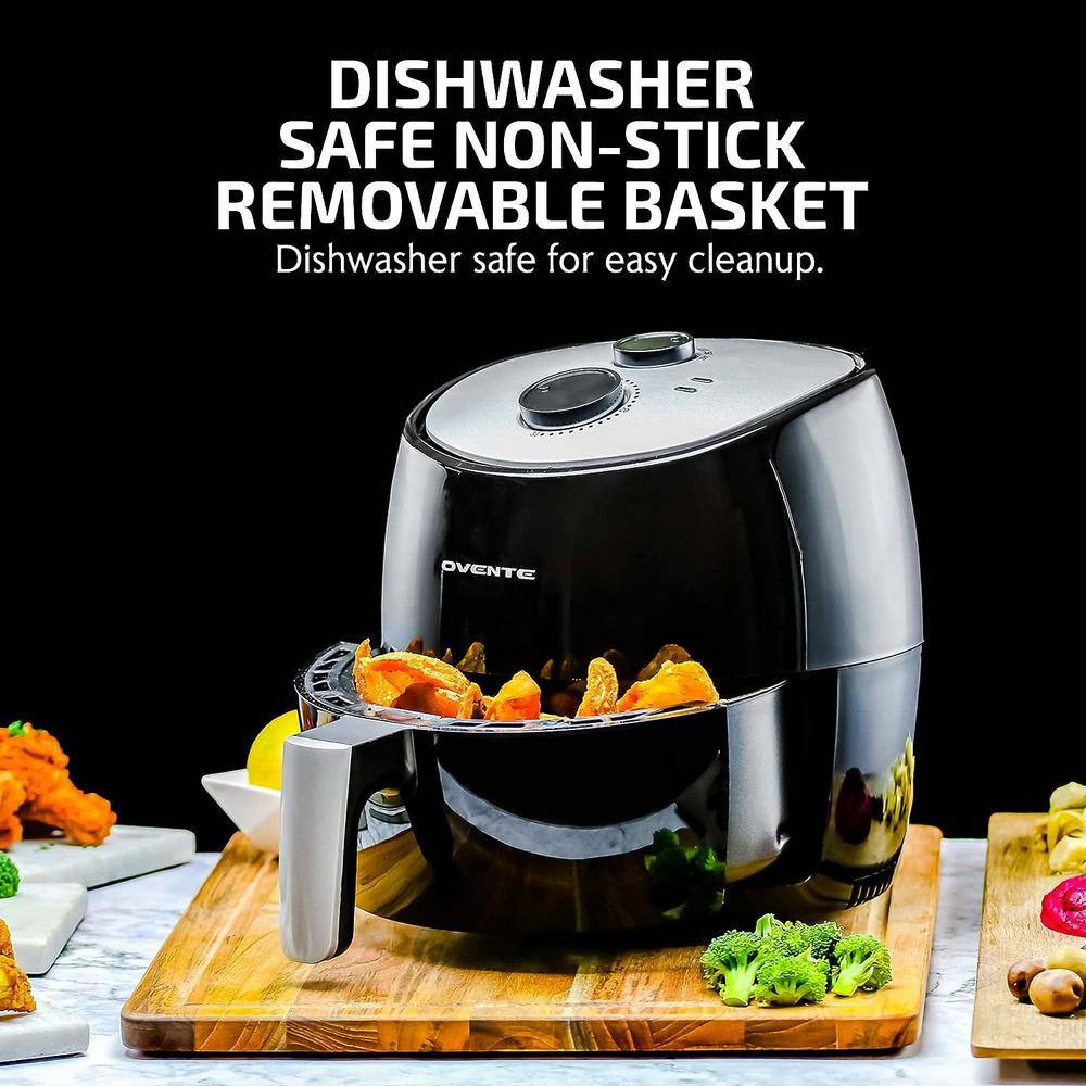 OVENTE FAM11320B 3.2 Quart Black Compact Electric Air Fryer with Non-Stick Removable Basket