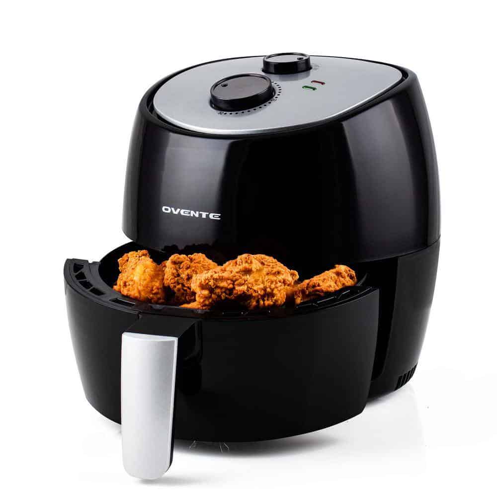 OVENTE FAM11320B 3.2 Quart Black Compact Electric Air Fryer with Non-Stick Removable Basket