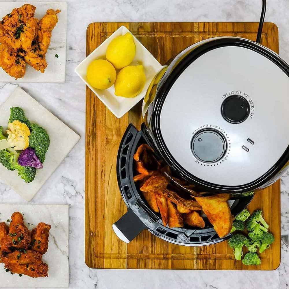 OVENTE FAM11320B 3.2 Quart Black Compact Electric Air Fryer with Non-Stick Removable Basket