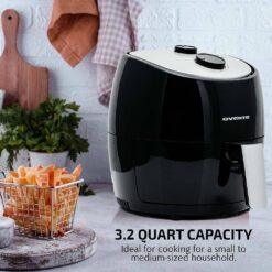 OVENTE FAM11320B 3.2 Quart Black Compact Electric Air Fryer with Non-Stick Removable Basket