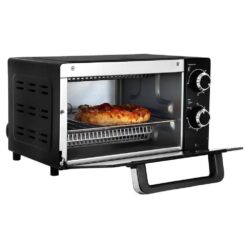 Total Chef TCTO09 4-Slice Toaster Oven, 1000W, Black Compact Design with Baking Pan and Toasting Rack
