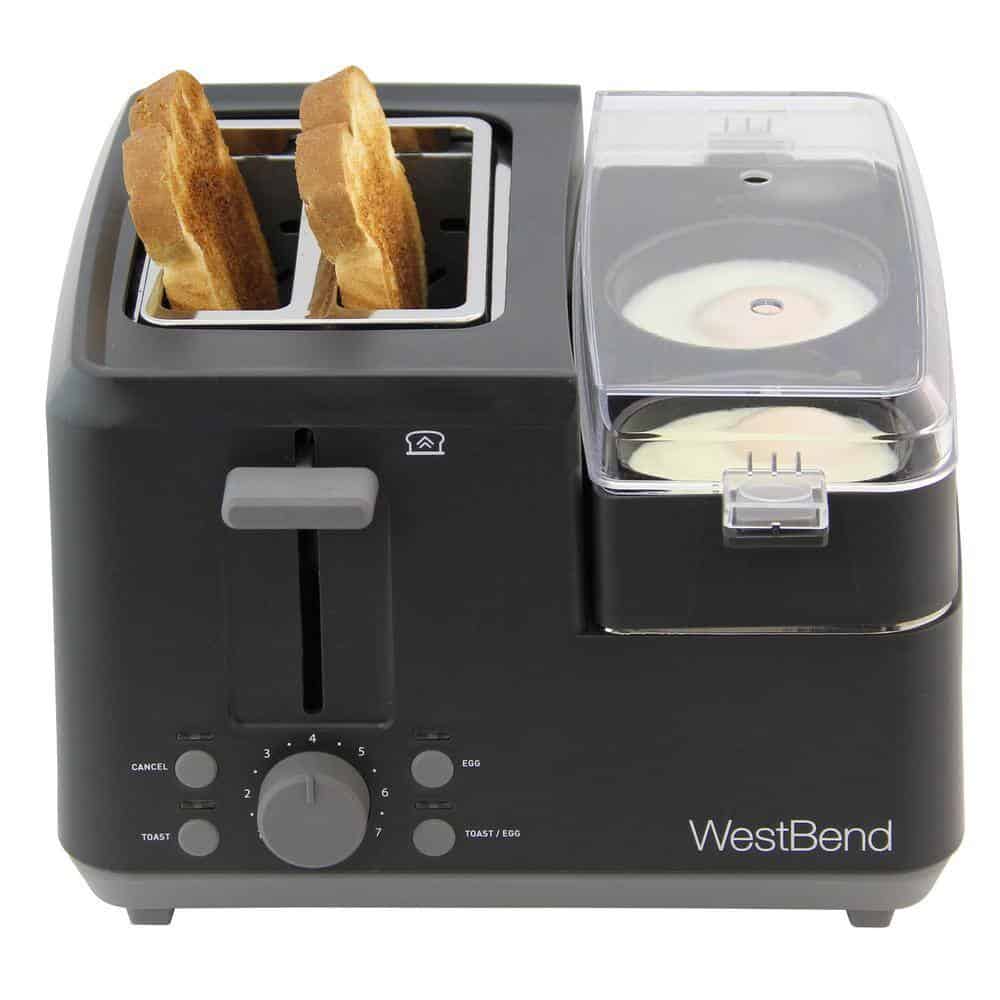 West Bend 78500 Breakfast Station 2-Slice Black Wide Slot Toaster with Removable Crumb Tray