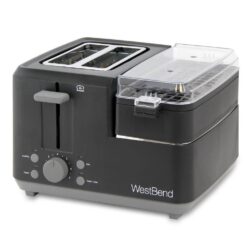 West Bend 78500 Breakfast Station 2-Slice Black Wide Slot Toaster with Removable Crumb Tray