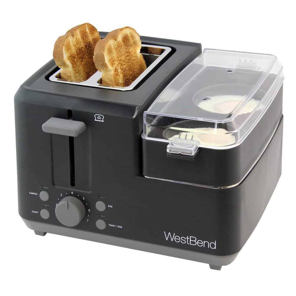 West Bend 78500 Breakfast Station 2-Slice Black Wide Slot Toaster with Removable Crumb Tray