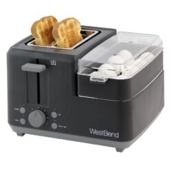 West Bend 78500 Breakfast Station 2-Slice Black Wide Slot Toaster with Removable Crumb Tray