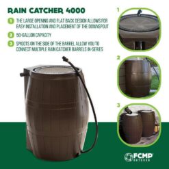 FCMP Outdoor Rain Catcher 50 Gal. Brown RC 4000 Rain Barrel