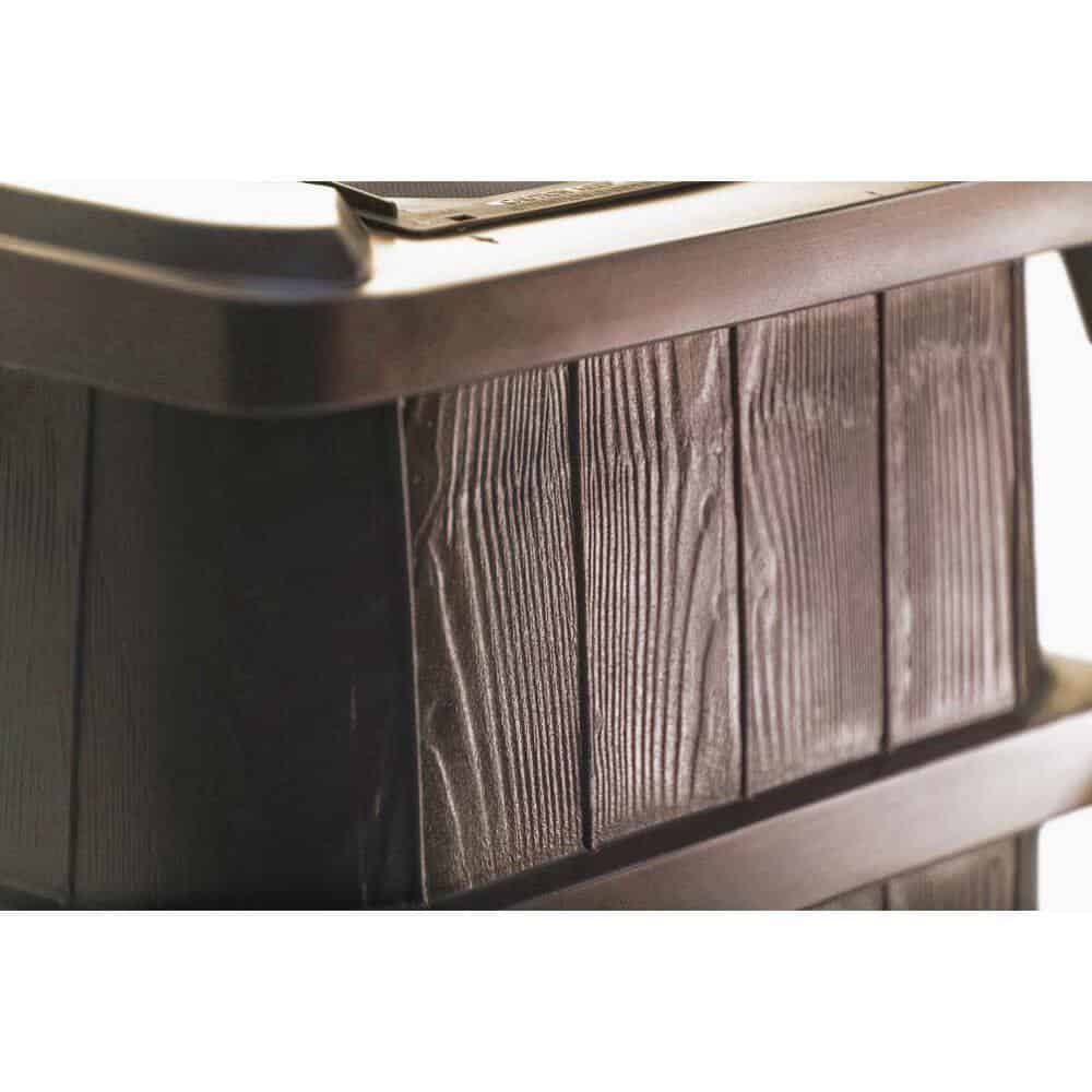 FCMP Outdoor 45 Gal. Woodgrain Rain Barrel in Brown