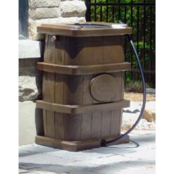 FCMP Outdoor 45 Gal. Woodgrain Rain Barrel in Brown