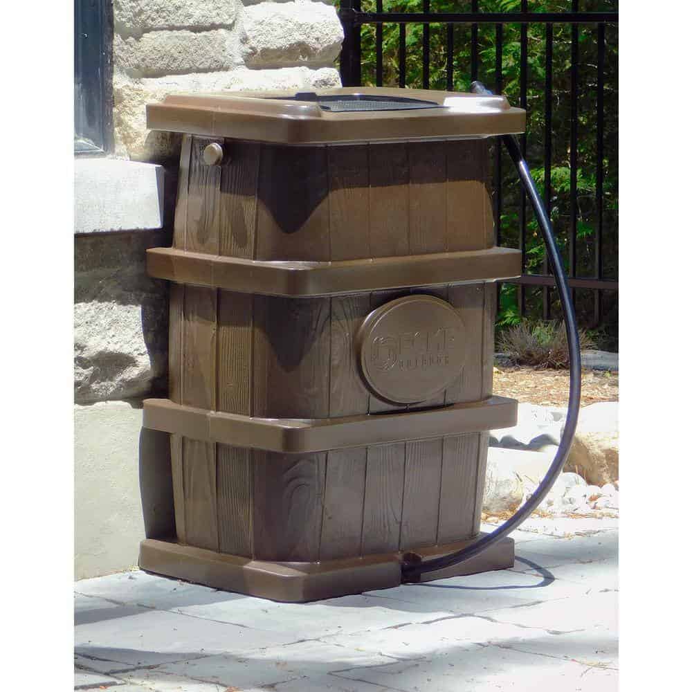 FCMP Outdoor 45 Gal. Woodgrain Rain Barrel in Brown