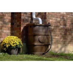 FCMP Outdoor 45 Gal. Woodgrain Rain Barrel in Brown