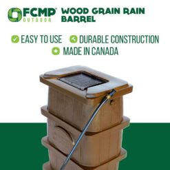 FCMP Outdoor 45 Gal. Woodgrain Rain Barrel in Brown