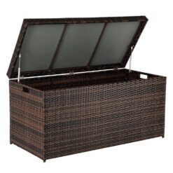 Karl home 132 Gal. Resin Wicker Storage Cuboid Deck Box