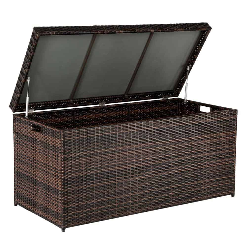 Karl home 132 Gal. Resin Wicker Storage Cuboid Deck Box