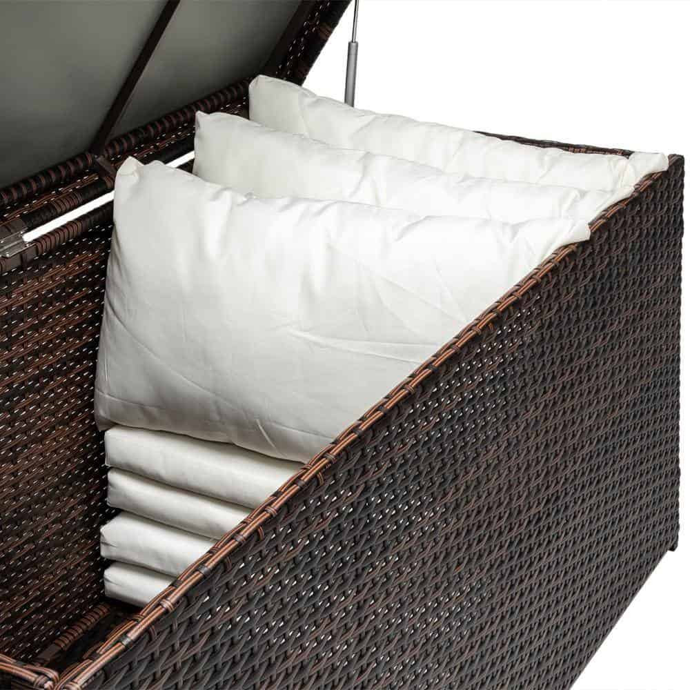 Karl home 132 Gal. Resin Wicker Storage Cuboid Deck Box