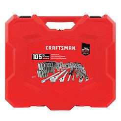 Craftsman 1/4 and 3/8 in. drive Metric and SAE 6 Point Mechanic's Tool Set 105 pc
