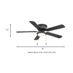 Hugger 52 in. LED Indoor Black Ceiling Fan with Light Kit