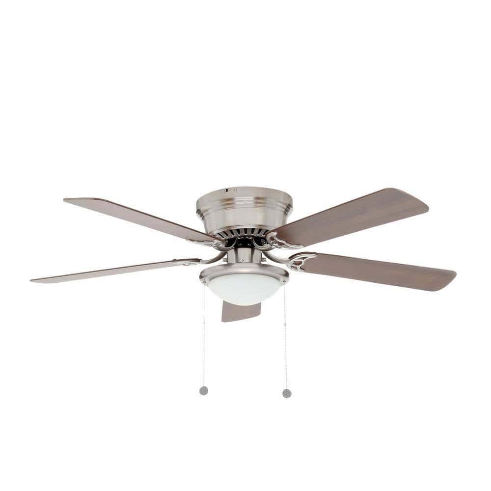 Hugger 52 in. LED Indoor Brushed Nickel Ceiling Fan with Light Kit