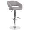 Flash Furniture Gray Erik Contemporary Adjustable Height Barstool with Footrest, Gray/Chrome