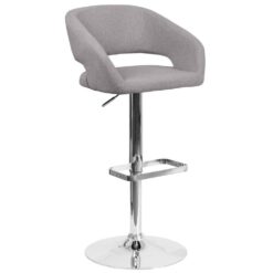 Flash Furniture Gray Erik Contemporary Adjustable Height Barstool with Footrest, Gray/Chrome