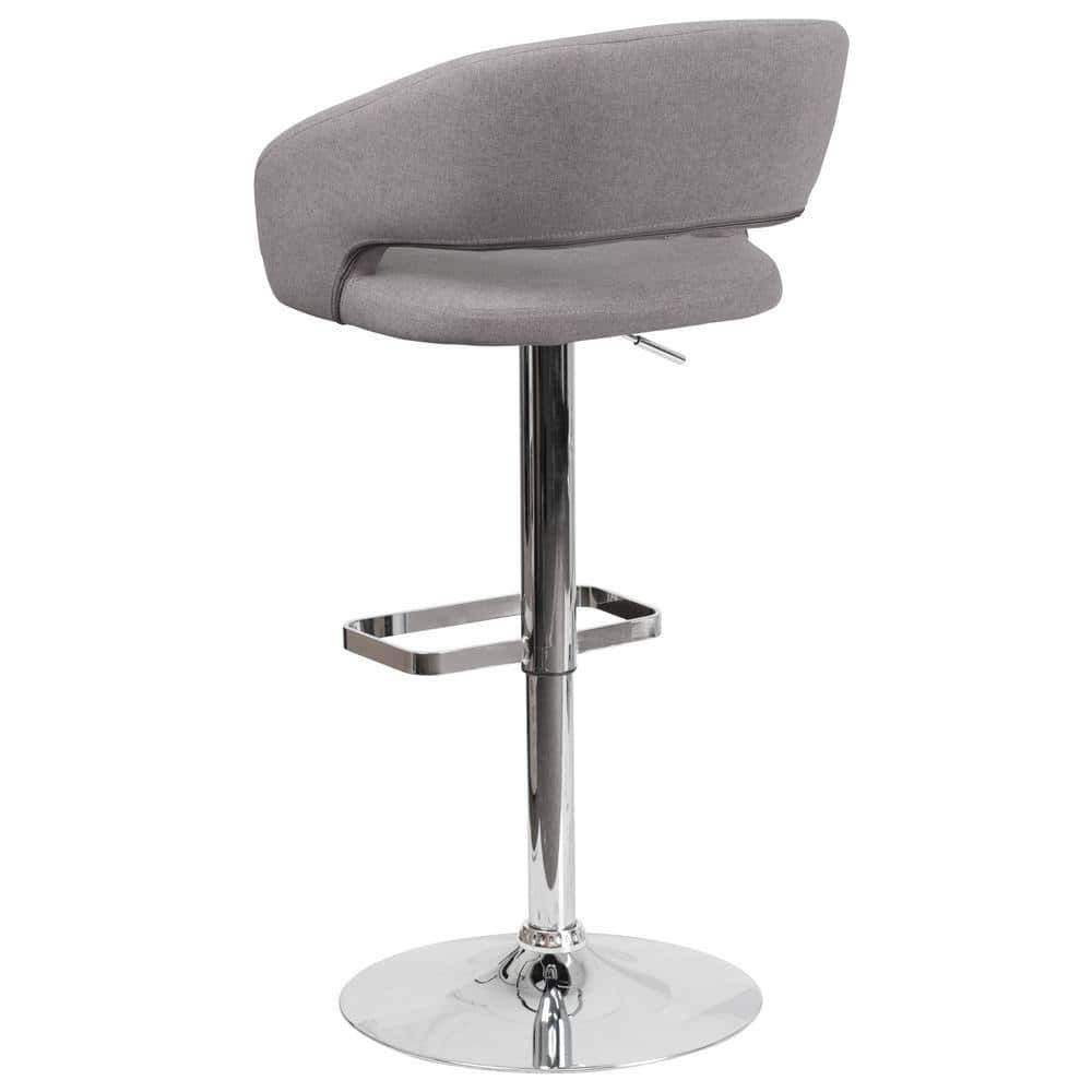 Flash Furniture Gray Erik Contemporary Adjustable Height Barstool with Footrest, Gray/Chrome