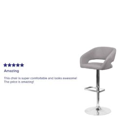 Flash Furniture Gray Erik Contemporary Adjustable Height Barstool with Footrest, Gray/Chrome