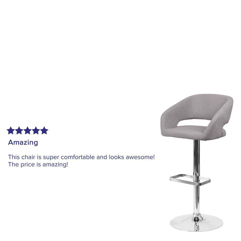 Flash Furniture Gray Erik Contemporary Adjustable Height Barstool with Footrest, Gray/Chrome