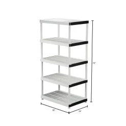 HDX 128974 5-Tier Plastic Garage Storage Shelving Unit in Gray (36 in. W x 72 in. H x 24 in. D)